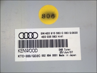Steuergeraet Radioempfang Audi 4E0035563 4E0910563C Kenwood KTC-300/GD2C DAB Tuner