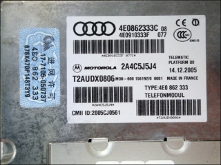 Telephone Telematic control unit Audi 4E0-862-333-C 4E0-910-333-F Motorola T2AUDX0806
