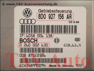 Transmission control unit Audi VW 8D0-927-156-AR Bosch 0-260-002-630 ZF 6058-006-138 002-871C2526